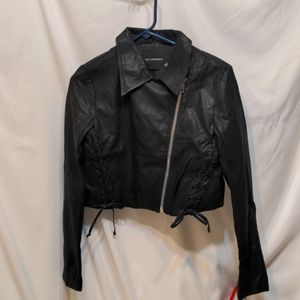 Women's Black moto jacket vegan leather size medium